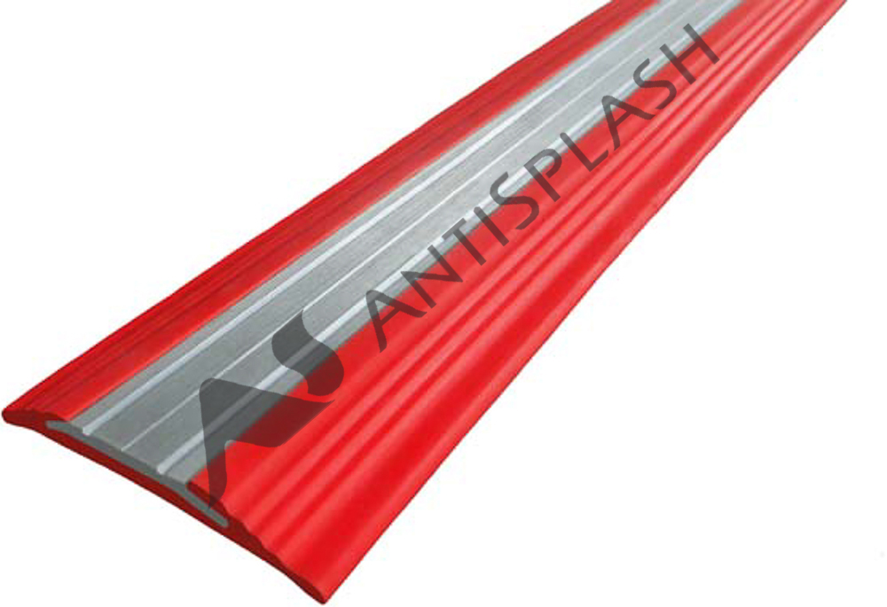 Резиновый профиль с алюминиевой вставкой «NoSlip», полоса, 2,7 м красный