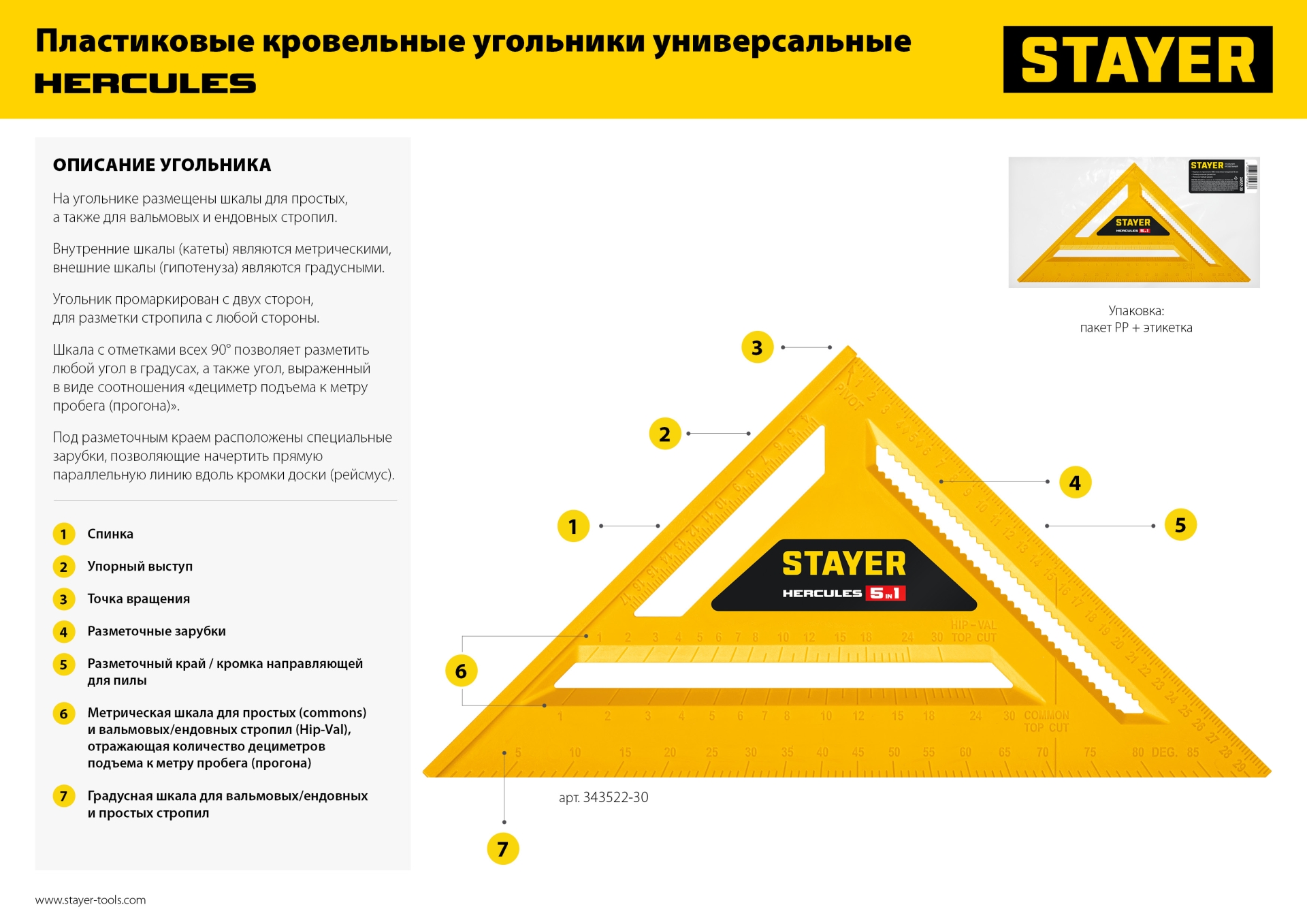 STAYER 170 мм, 5-в-1, универсальный кровельный пластиковый угольник (34522-17)