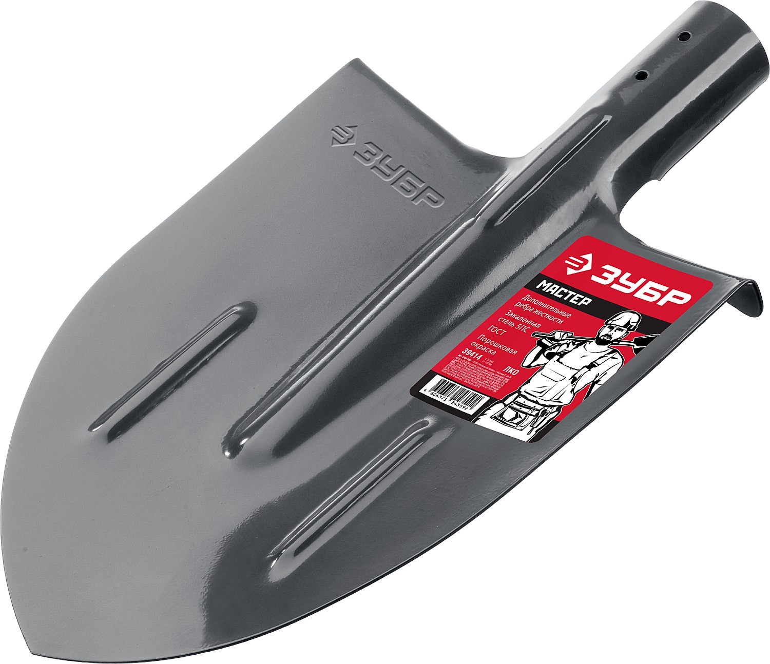 ЗУБР Мастер, без черенка, штыковая лопата, тип ЛКО, закаленное полотно с ребрами жесткости (39414)