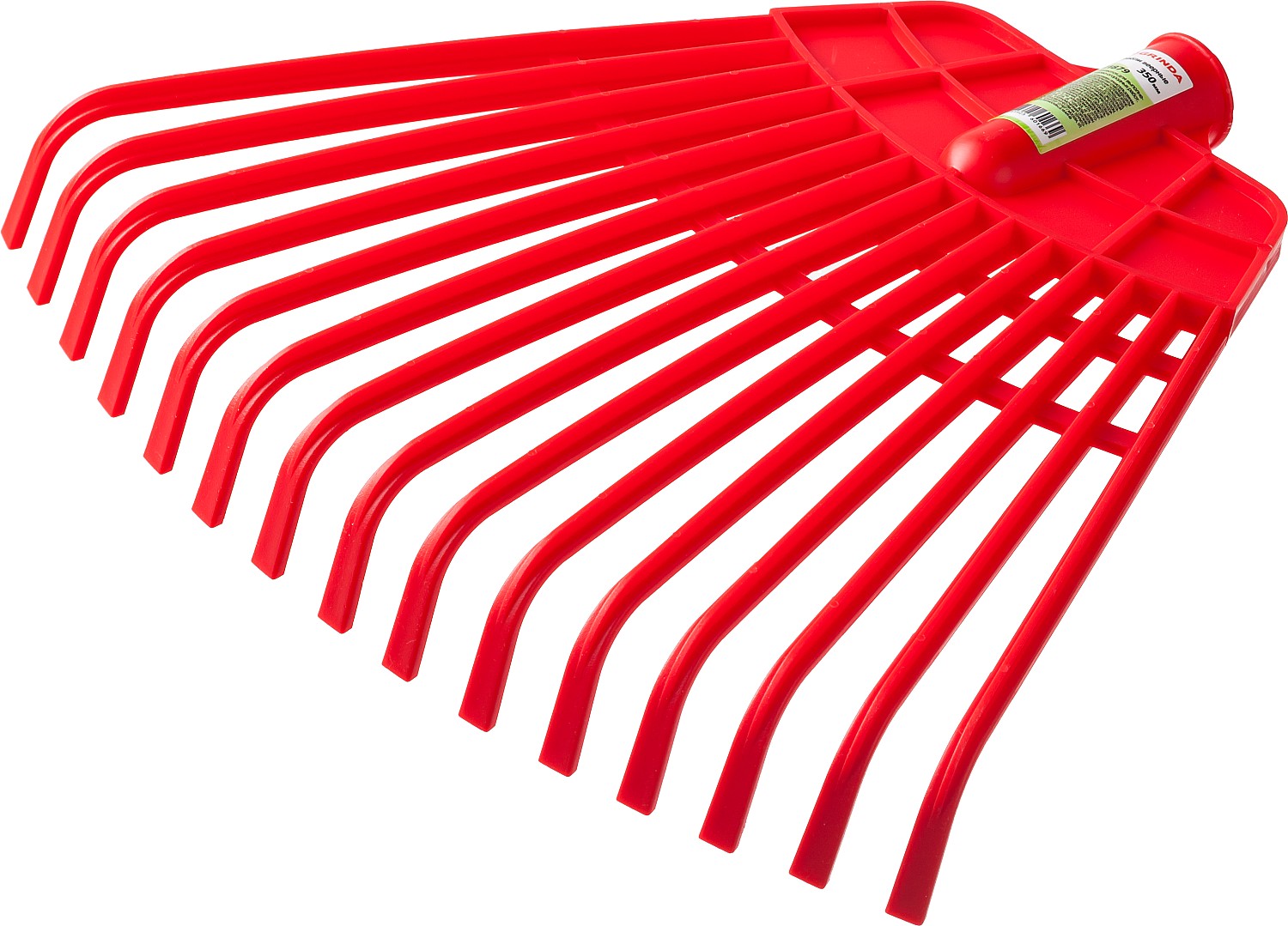 GRINDA GQ-15, 15 плоских зубцов размеры 350 х 40 х 310 мм, без черенка, первичный полиэтилен, веерные грабли (421879)