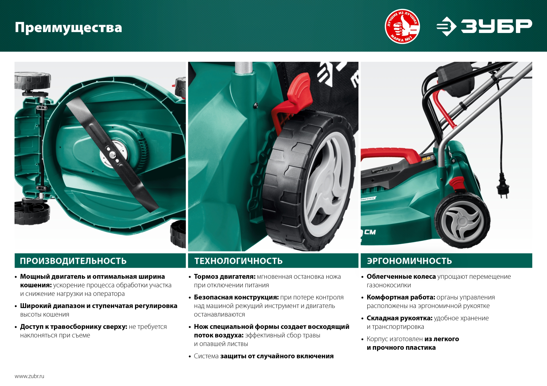 ЗУБР 1300 Вт, ш/с 33 см, сетевая газонокосилка (ГС-33-1310)