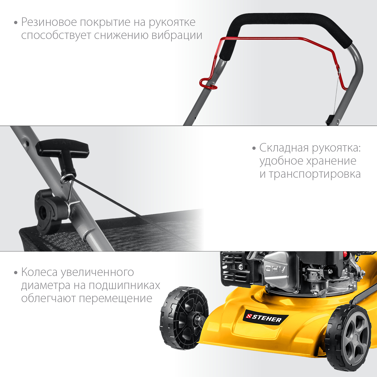 STEHER 410 мм, 3.5 л.с., бензиновая газонокосилка (GLM-410)