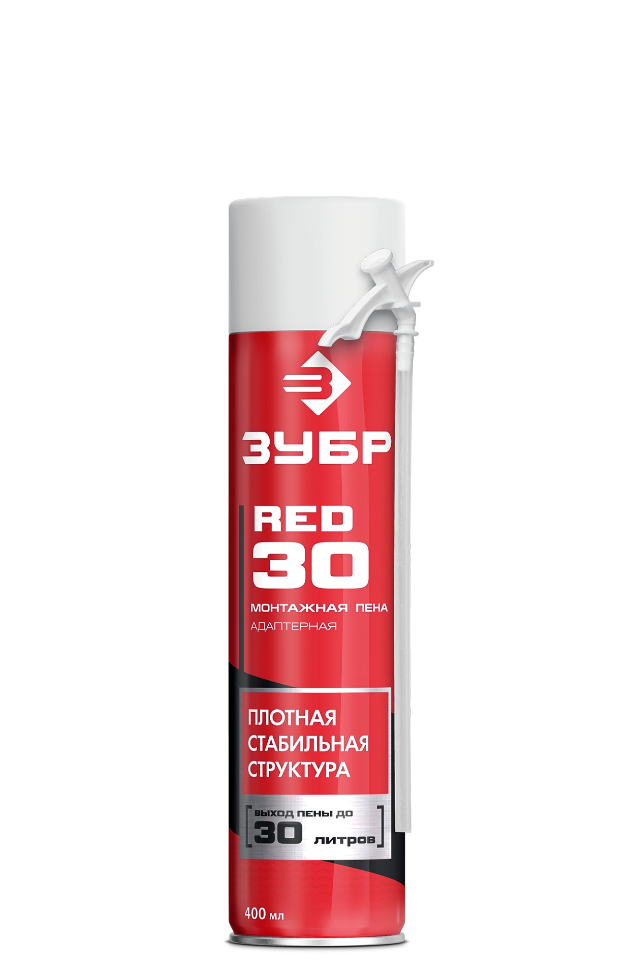 ЗУБР RED 30, 400 мл, адаптерная, всесезонная, SVS, выход до 22 л, монтажная пена (41140)