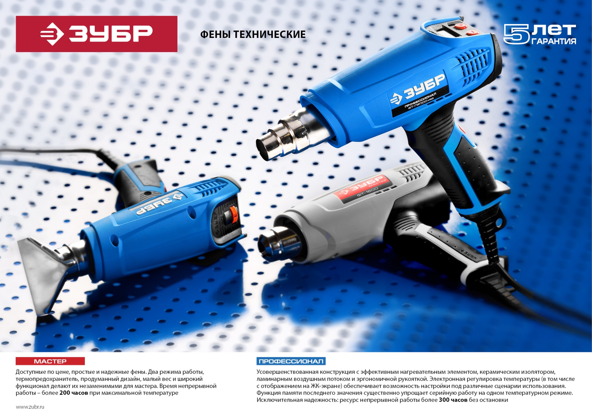 ЗУБР 2000 Вт, технический фен, дисплей, кейс, Профессионал (ФТ-П2000 М2ДК)