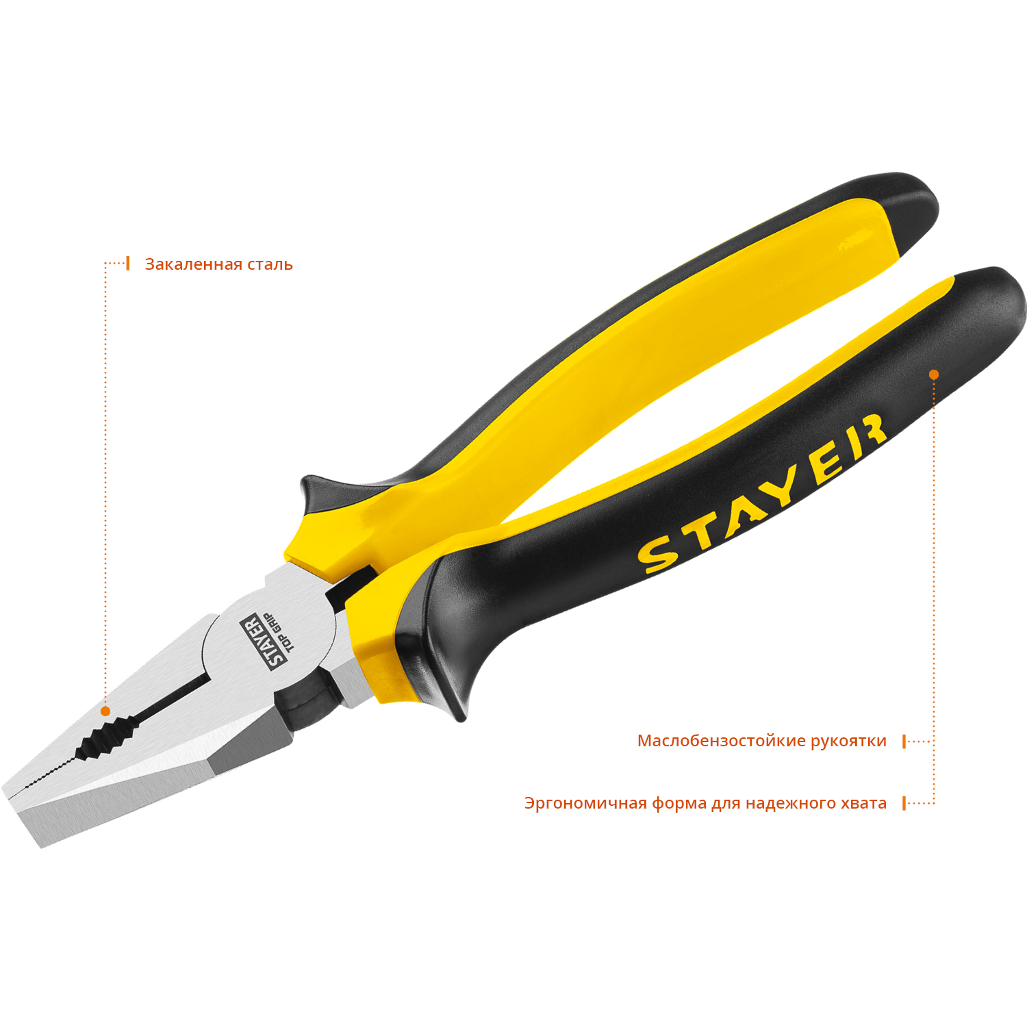 STAYER TOPGrip, 200 мм, комбинированные плоскогубцы (2205-1-20)
