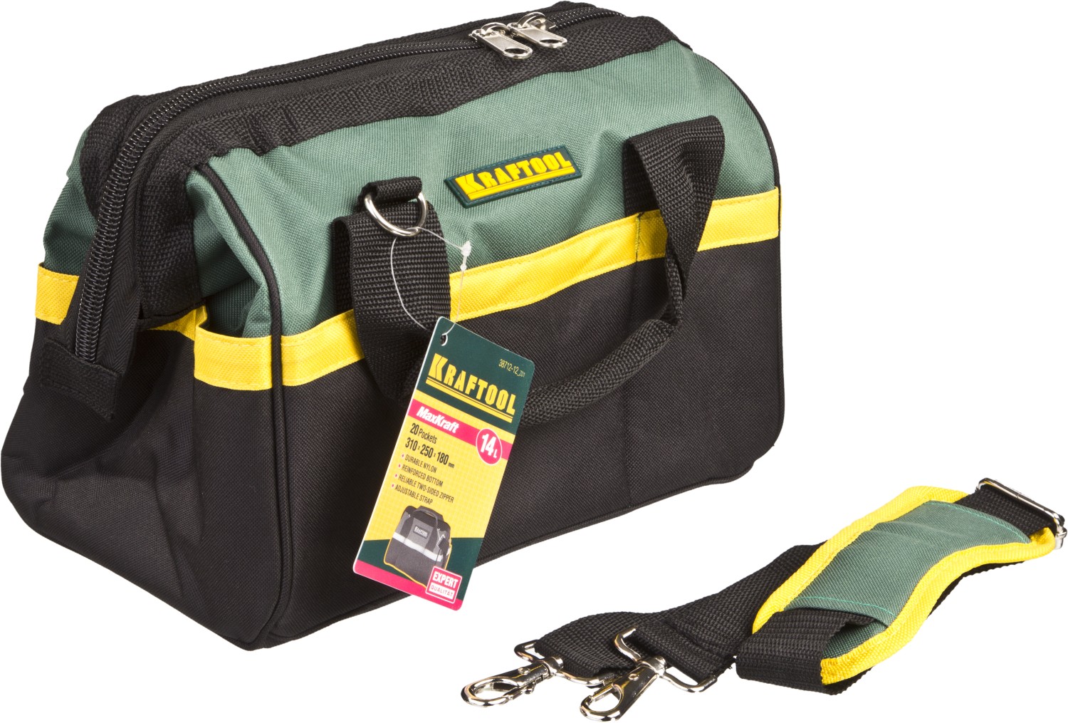 KRAFTOOL MaxKraft, 310 х 180 х 250, сумка для инструментов с 20 карманами (38712-12)