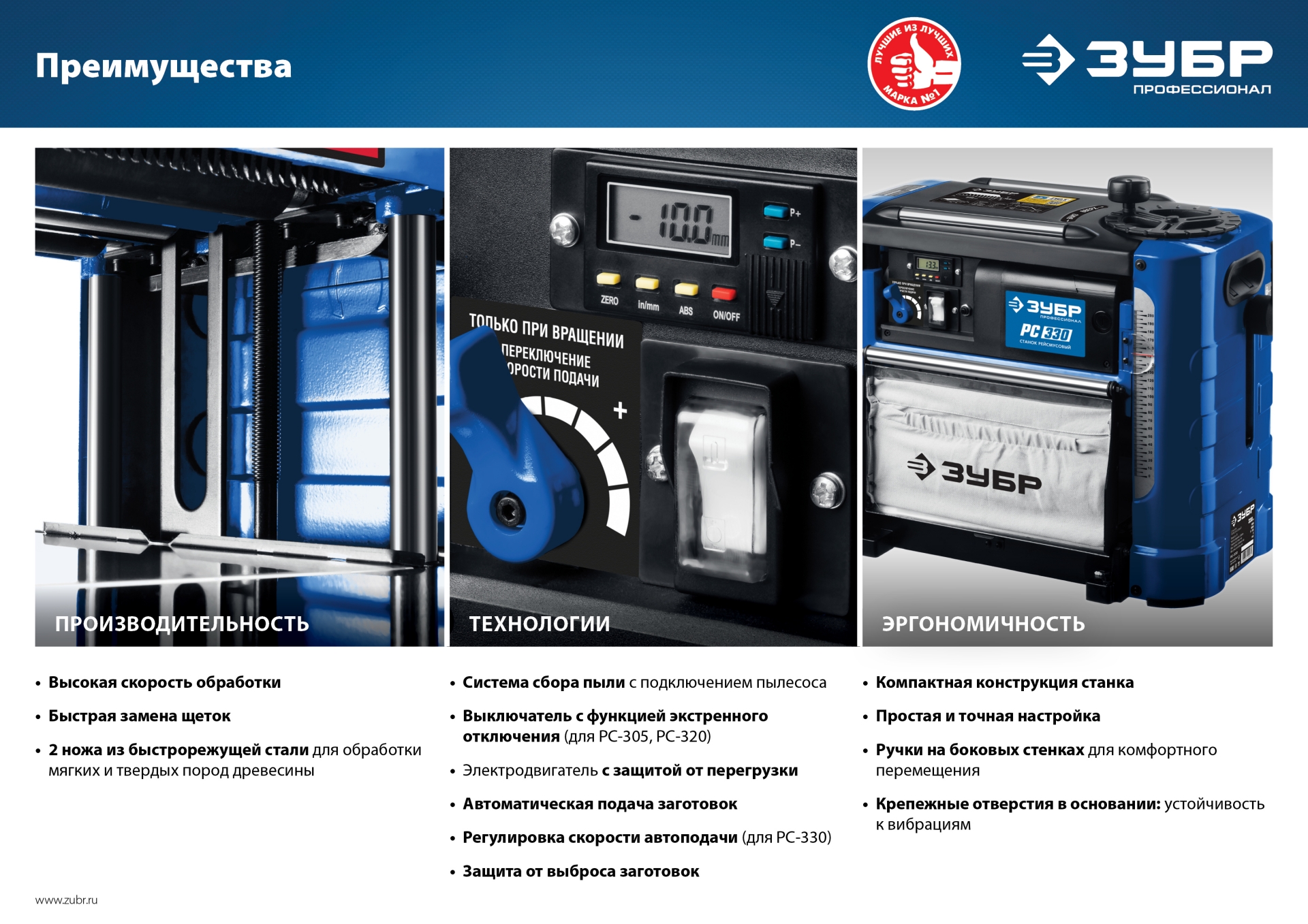 ЗУБР 305 мм, 2000 Вт, рейсмусовый станок, Профессионал (РС-305)