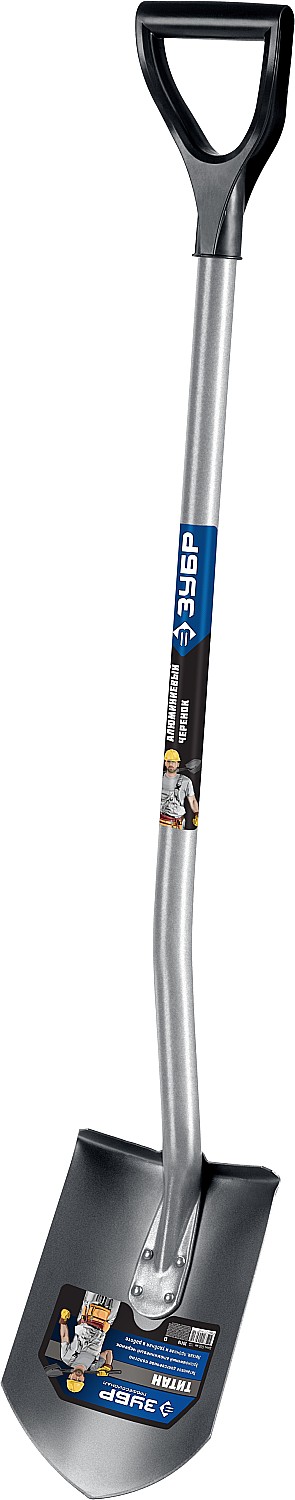 ЗУБР Титан, 280 х 190 х 1200 мм, полотно 2 мм, титановая, алюминиевый изогнутый черенок с рукояткой, тип ЛКО, штыковая лопата, Профессионал (39418)