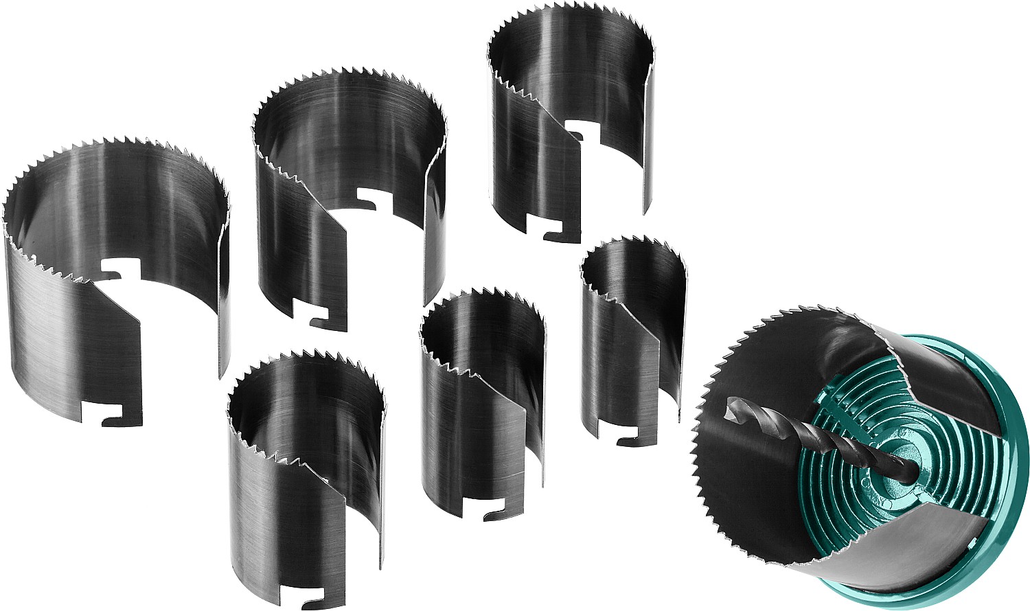 KRAFTOOL 7 шт, (25-32-38-45-50-56-62 х 42 мм), наборная кольцевая пила по дереву (29580-H7-42)