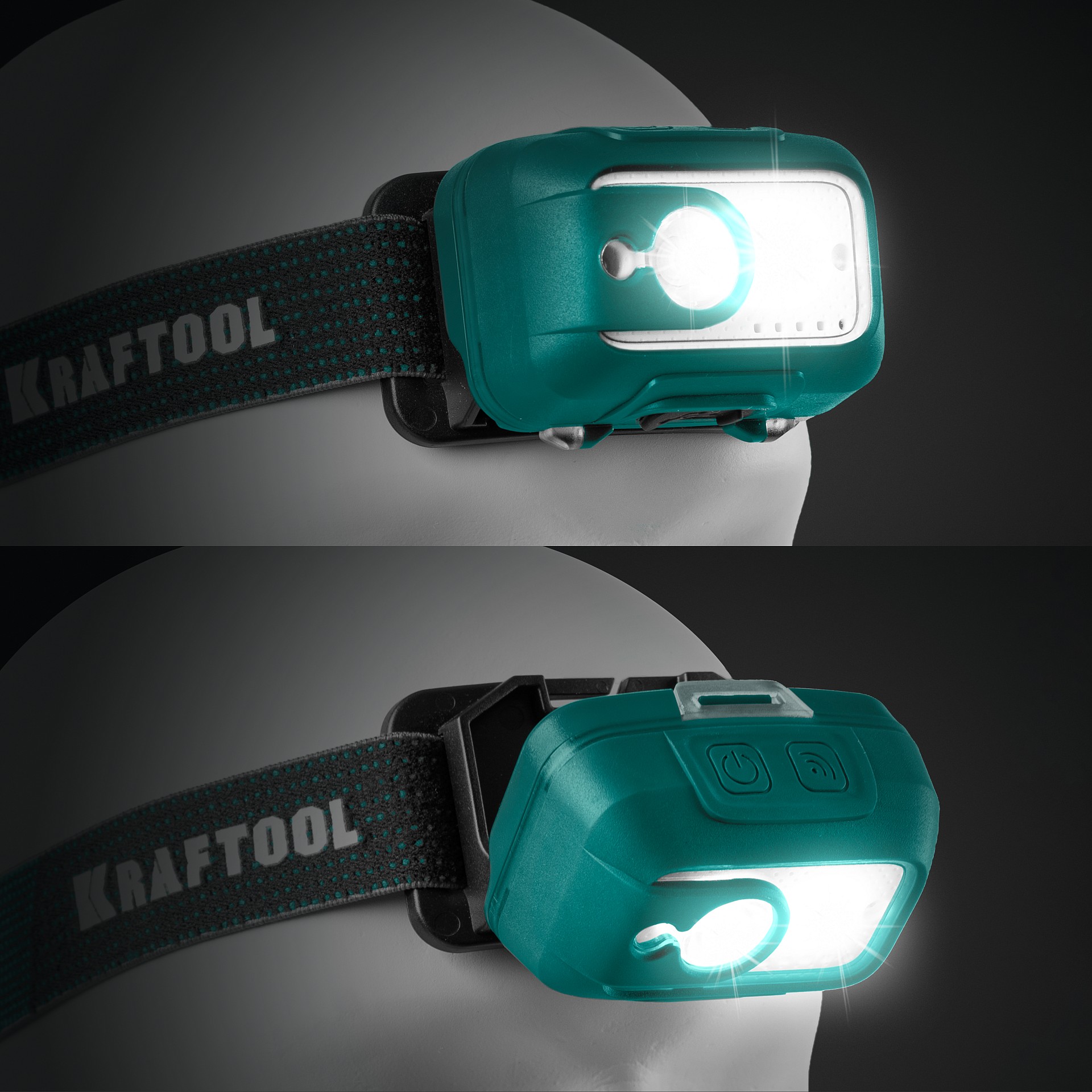 KRAFTOOL KH-5, 550 лм, 3 режима, аккумуляторный налобный фонарь, 1800мАч (56454)