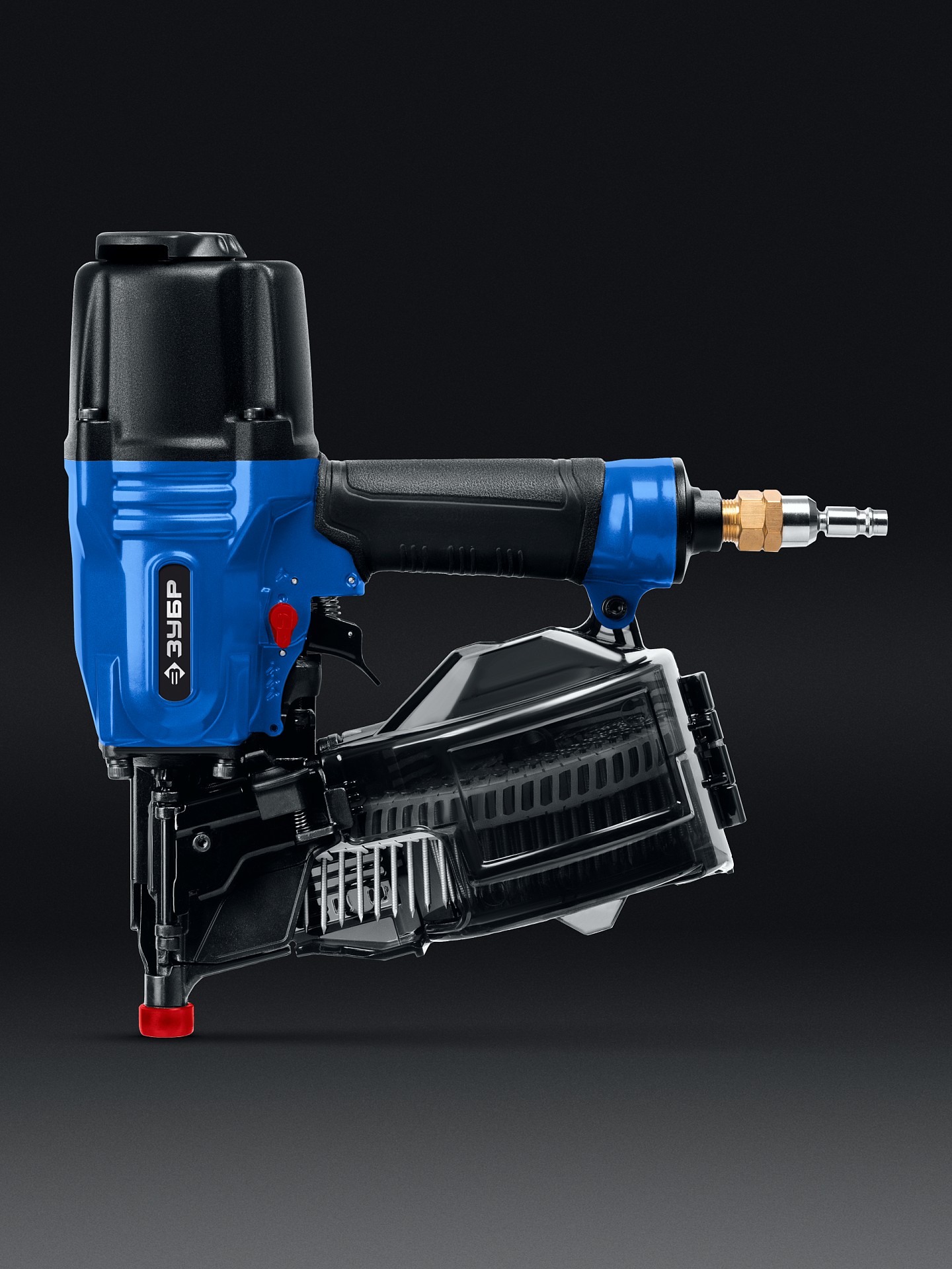 ЗУБР CSN-65, пневматический обшивочный нейлер для барабанных гвоздей ЗУБР CSN (38-65 мм), Профессионал (31922)