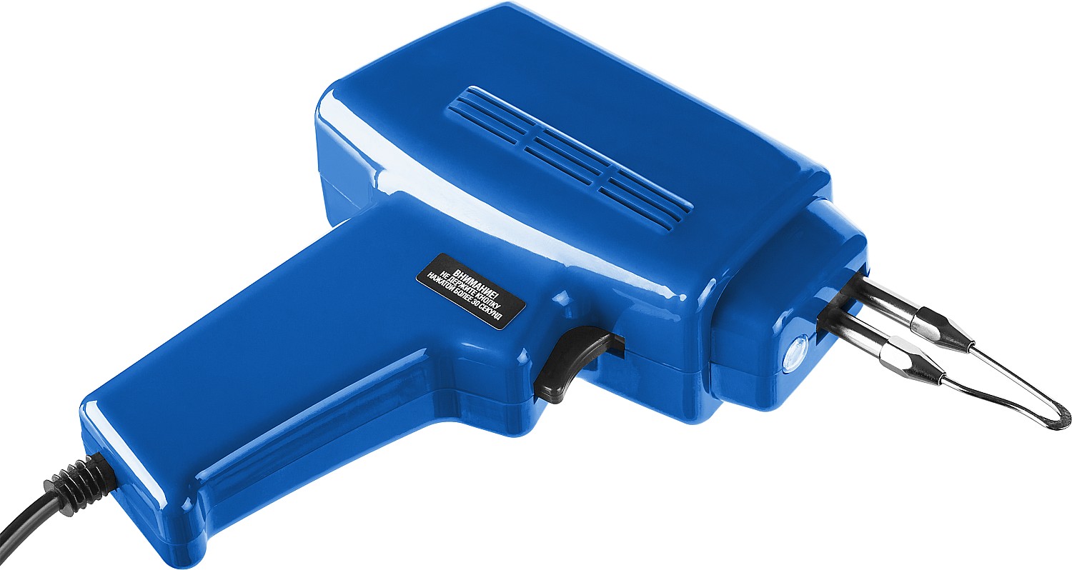 ЗУБР 150 Вт, в наборе: нагрев 6 сек., канифоль, припой, 2 сменных жала, импульсный паяльник, Профессионал (55412-H4)