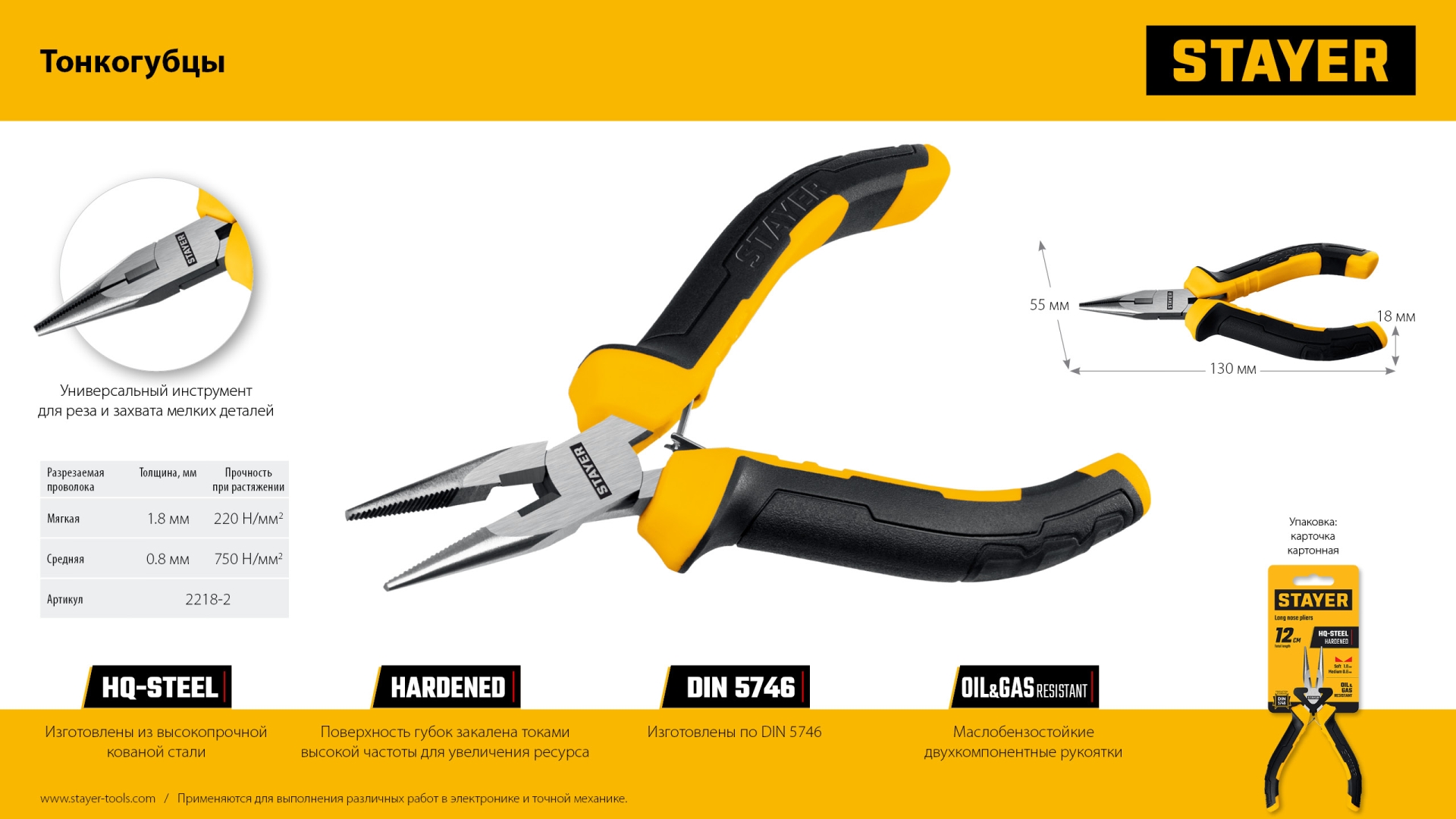STAYER 120 мм, Мини-тонкогубцы (2218-2)