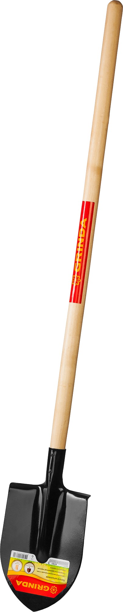 GRINDA 145 см, деревянный лакированный черенок в/с, штыковая лопата, закаленное полотно (421821)