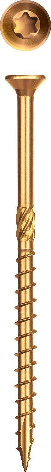 ЗУБР КС-П, 140 х 6.0 мм, TX30, потайная головка желтый цинк, 100 шт (1,59 кг.), конструкционный саморез, Профессионал (30041-60-140)