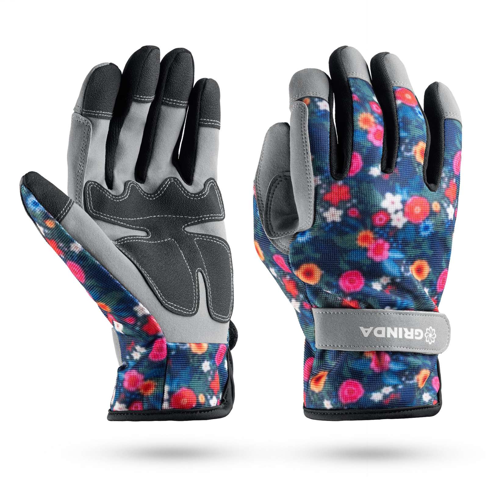 GRINDA AMBER, M (8), садовые перчатки из искусственной кожи с усиленным наладонником и кончиками пальцев, PRO Line (1139-M)