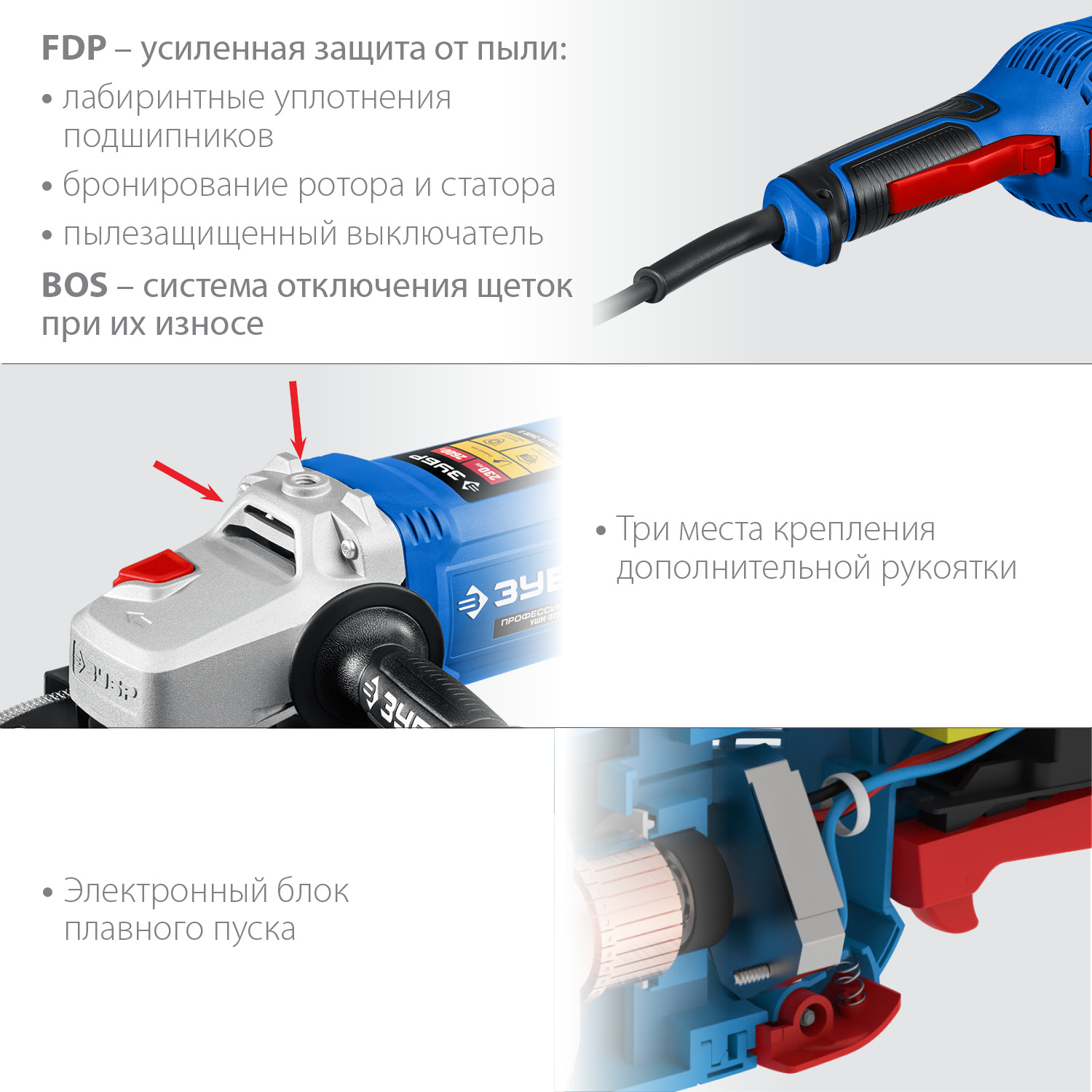 ЗУБР 2600 Вт, d230 мм, УШМ, Профессионал (УШМ-П230-2600 П)