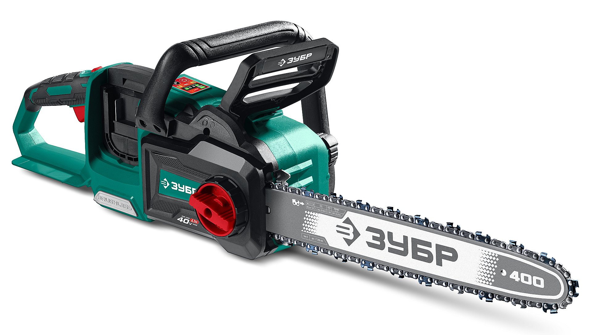 ЗУБР 40 В, (2x20В), 400 мм шина, без АКБ (LMS), пила цепная аккумуляторная (ПЦБ-4040)