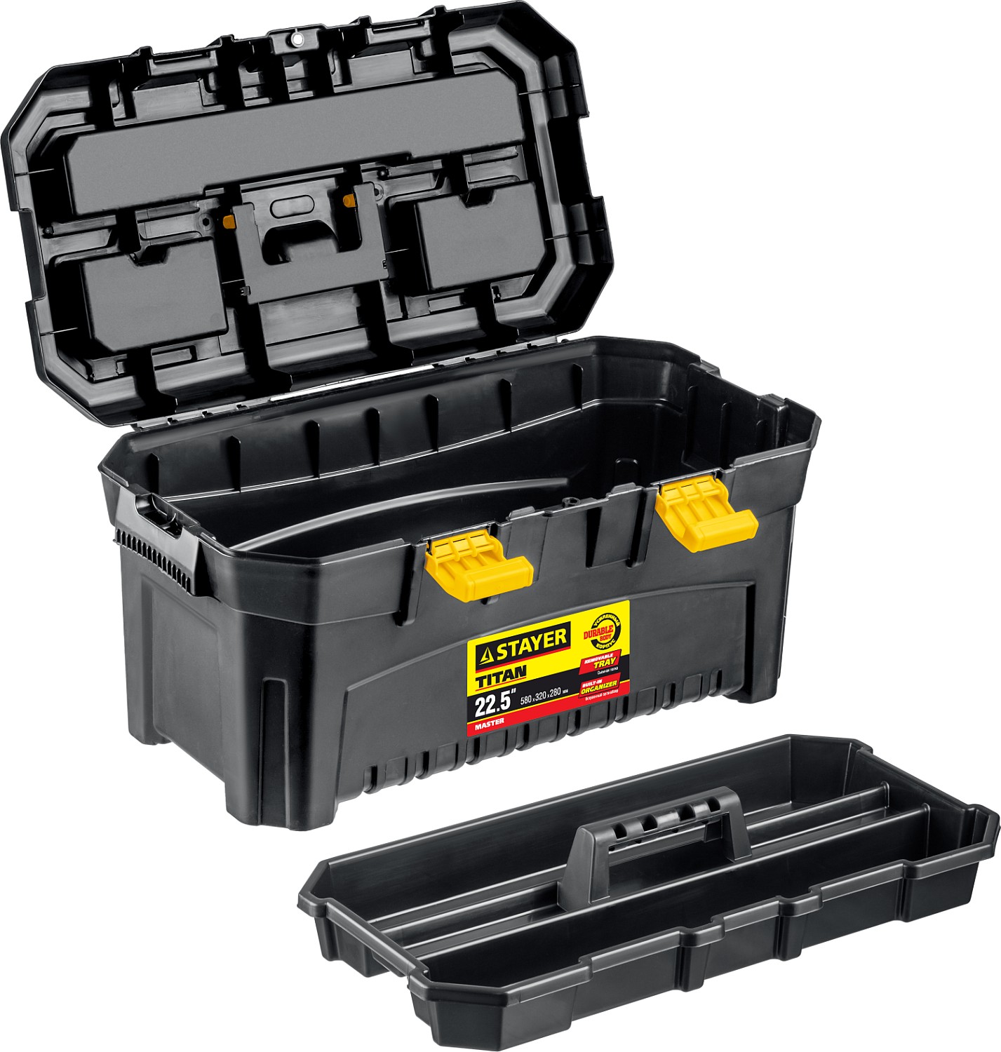 STAYER TITAN-22, 580 x 320 x 280 мм, (22″), пластиковый ящик для инструментов (38016-22)