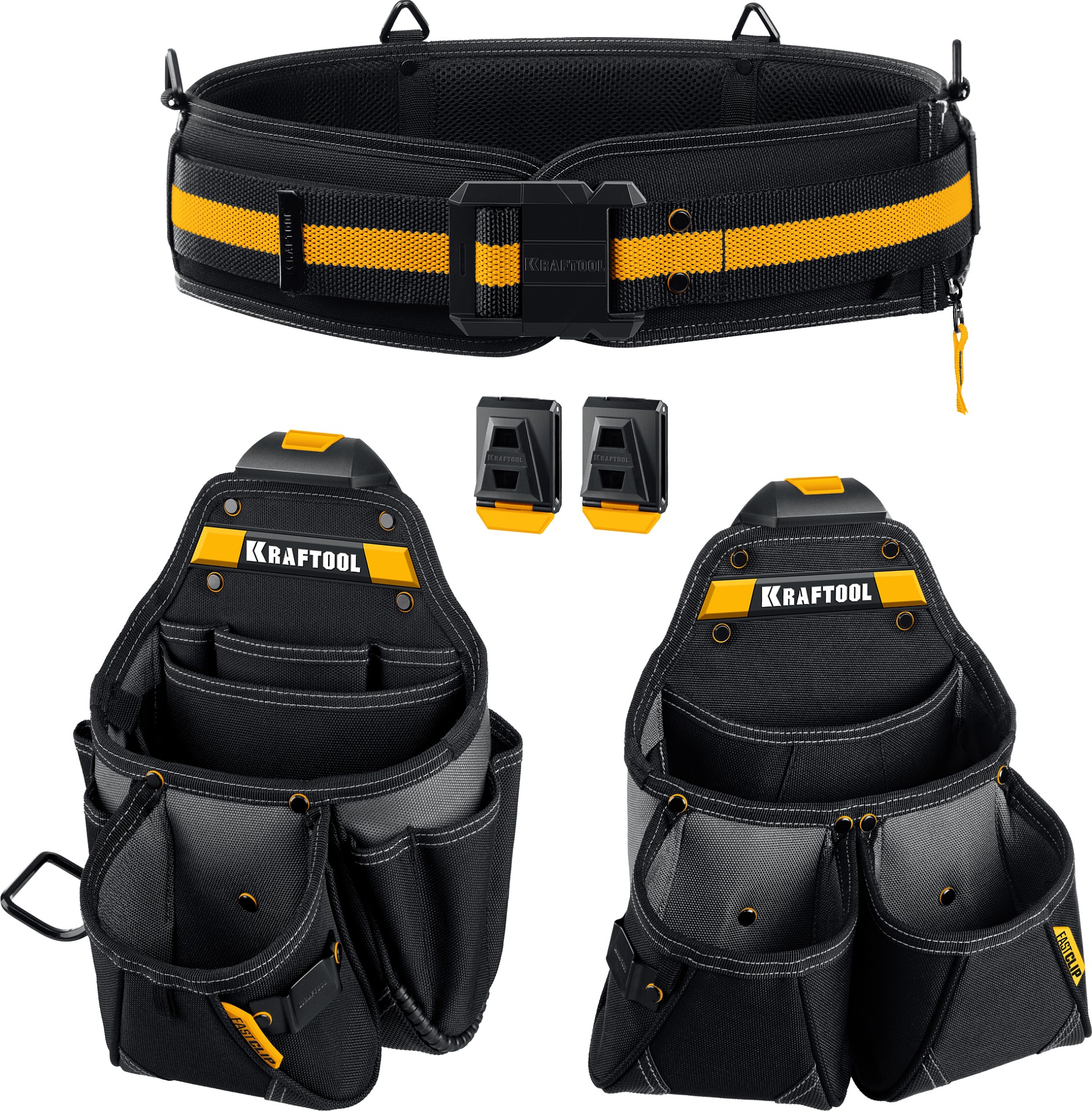 KRAFTOOL KBS-3L пояс монтажника, в комплекте: пояс монтажника и 2 большие сумки (38761)