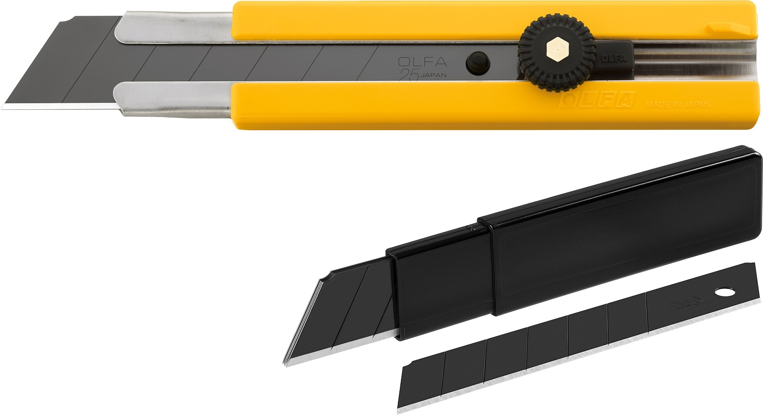 OLFA 25 мм, в комплекте с лезвиями EXCEL BLACK 5 шт, нож (OL-H-1BB/5BB )