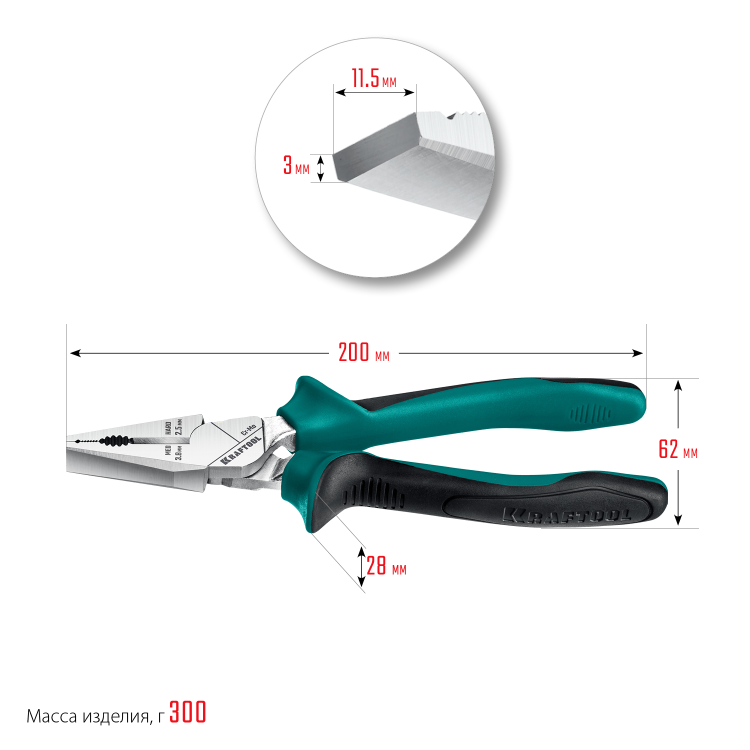 KRAFTOOL KraftMax, 200 мм, комбинированные плоскогубцы с эксцентриковым шарниром (22011-1-20)