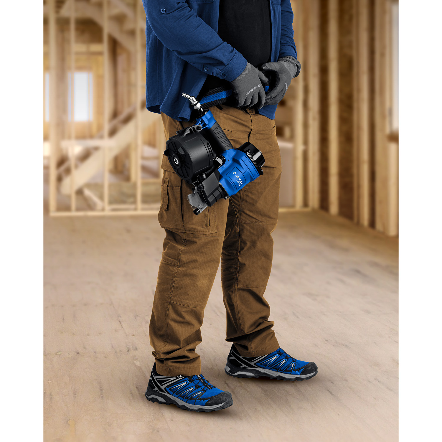 ЗУБР CNW-100, пневматический нейлер для барабанных гвоздей ЗУБР CNW (65-100 мм), Профессионал (31915)