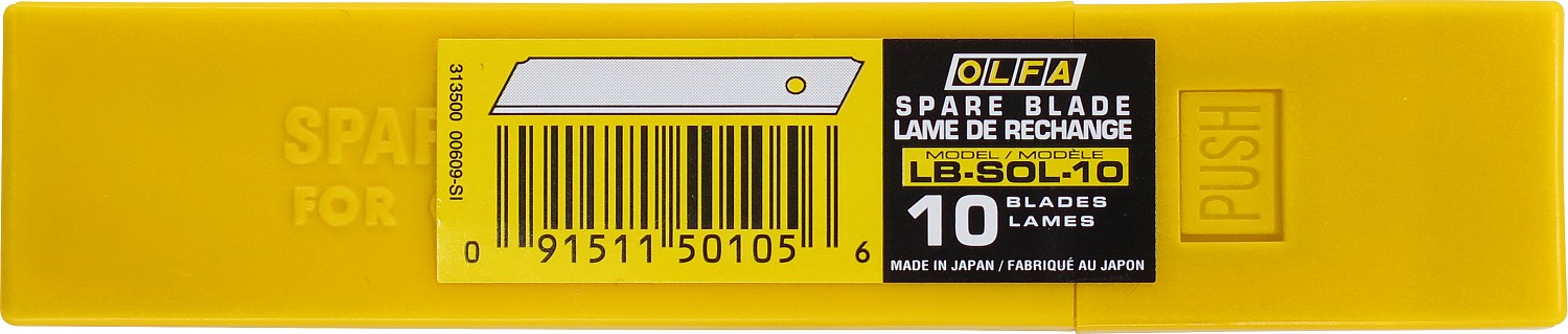 OLFA 18 мм, 10 шт, в пластиковом кейсе, несегментированные лезвия (OL-LB-SOL-10)