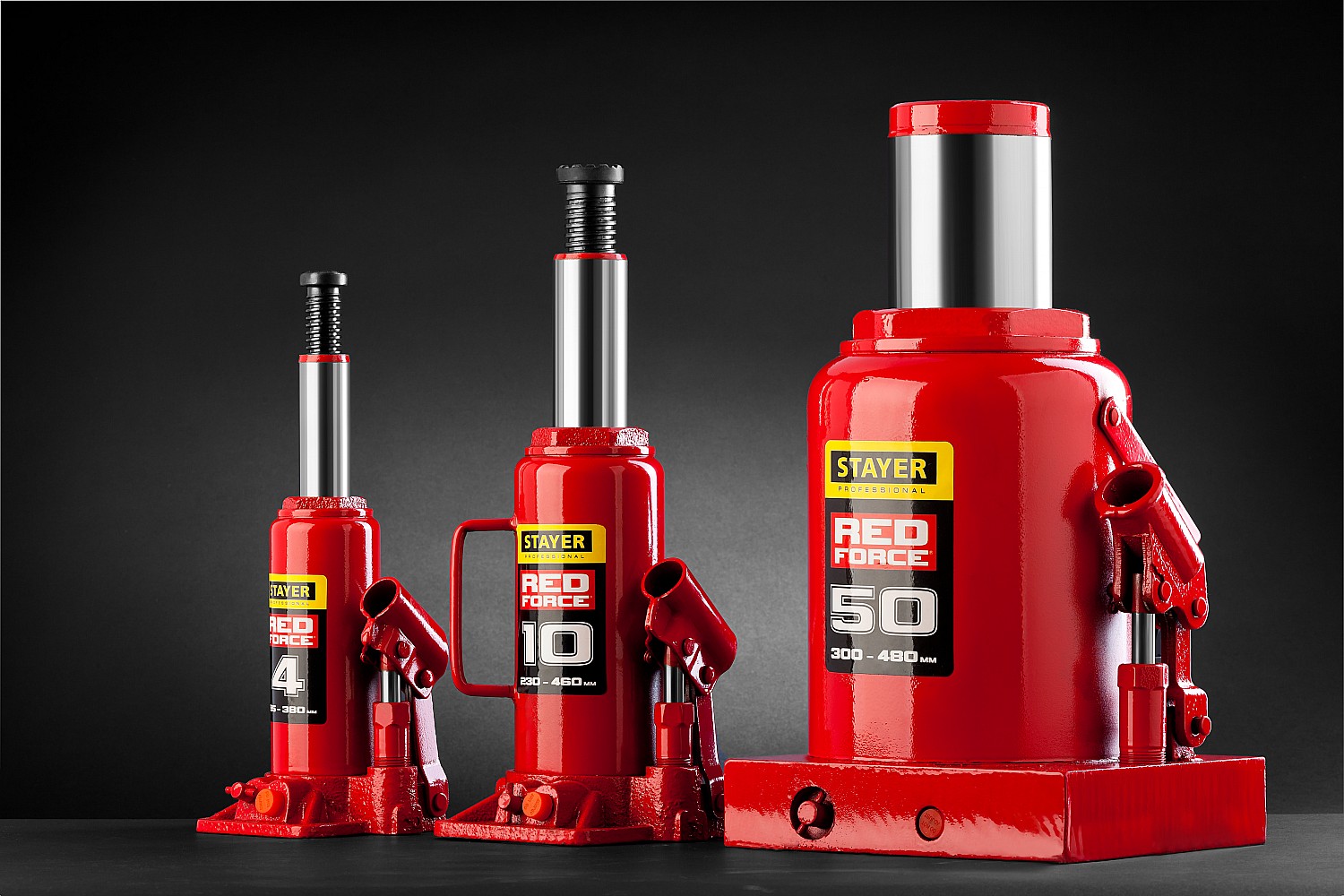 STAYER RED FORCE, в кейсе, 2 т, 181 - 345 мм, бутылочный гидравлический домкрат, Professional (43160-2-K)
