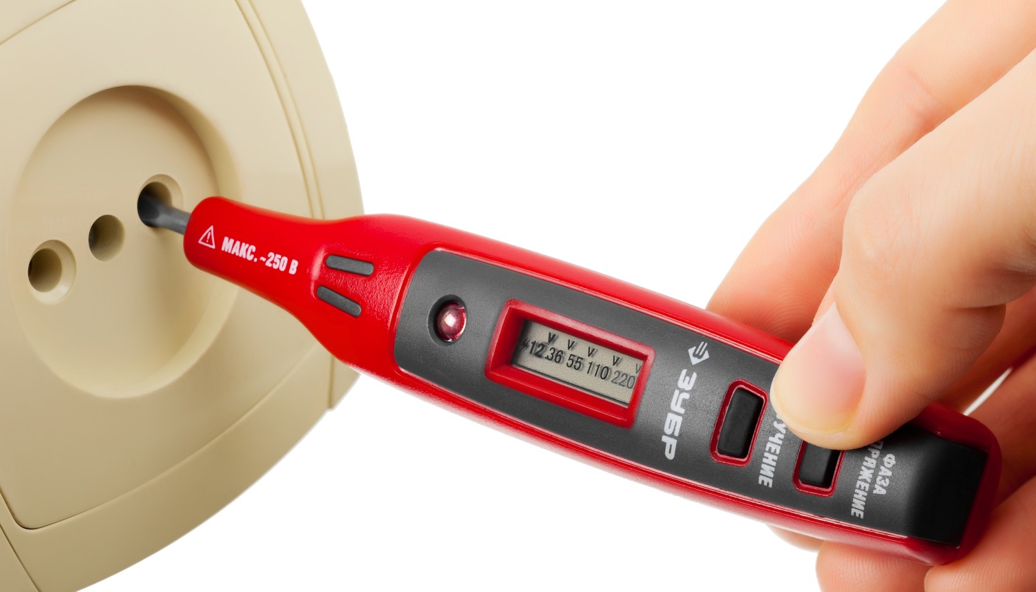 ЗУБР MX-100, DC 100 - 220 В, DC 12 - 36 В, поиск электромагнитного излучения, электрический пробник (45240)