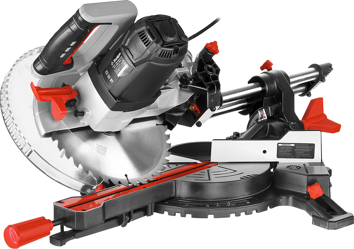 ЗУБР ЗПТ-255-1800 ПЛ пила торцовочная с протяжкой, d 255 х 30 мм, 1800 Вт