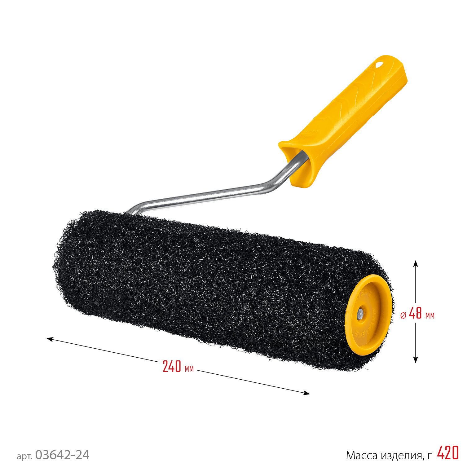 STAYER PUTTY 80 мм, 240 мм, 8 мм ручка, валик для шпатлевки, PROFESSIONAL (03642-24)