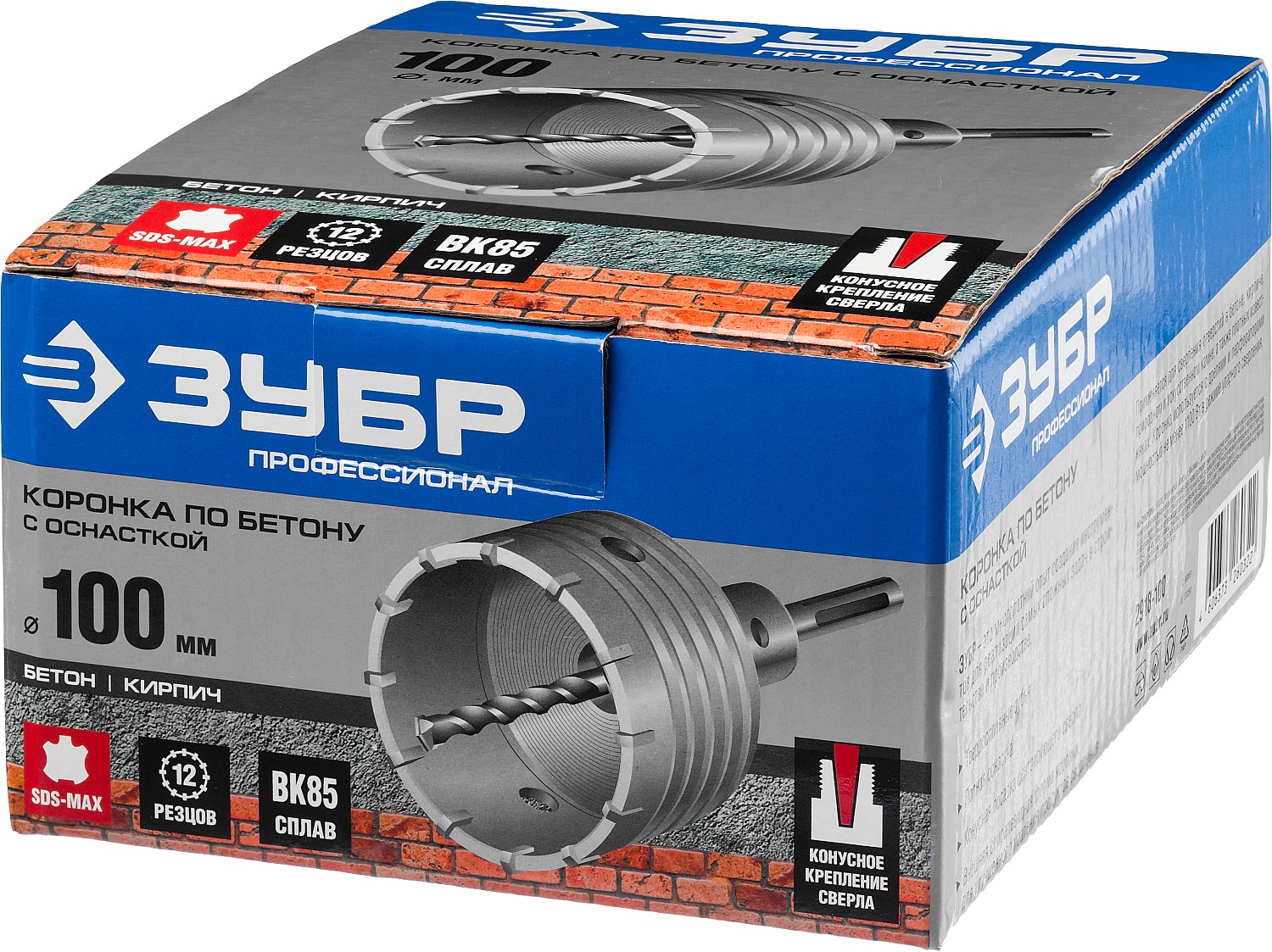 ЗУБР 100 мм, SDS - max, 12Т, коронка по бетону с державкой, Профессионал (2918-100)