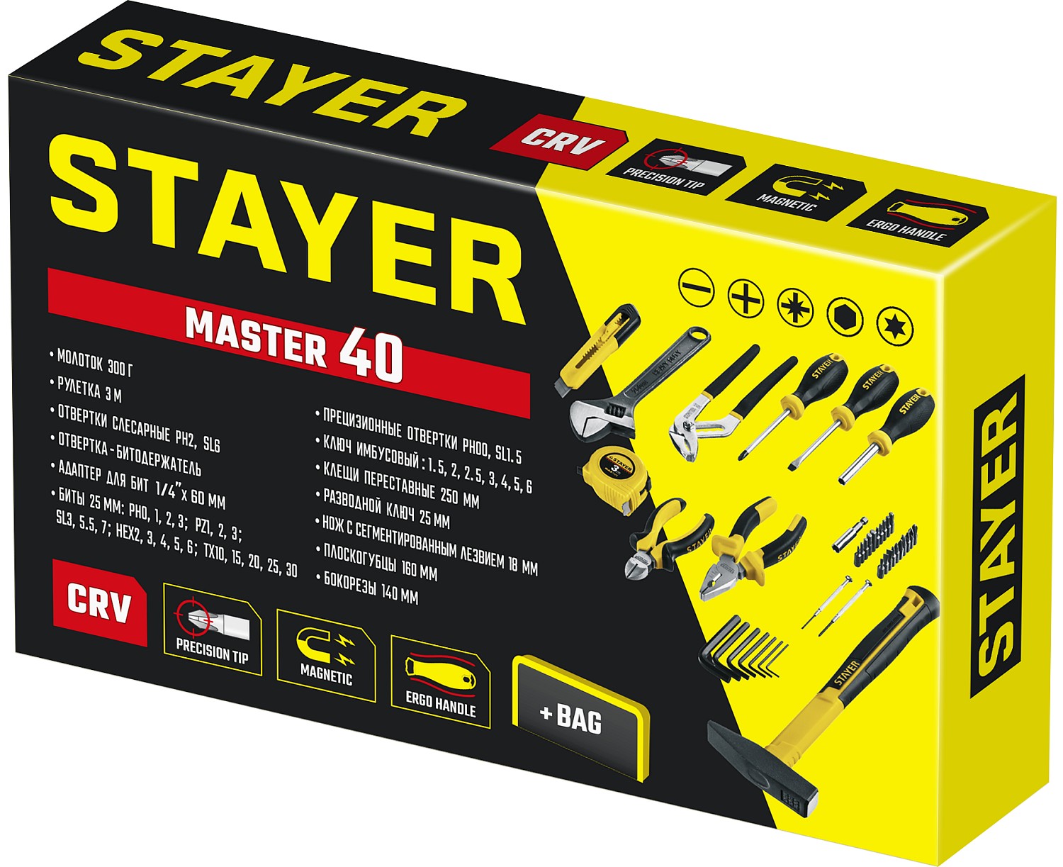STAYER Master-40, 40 предм., универсальный набор инструмента для дома (22052-H40)