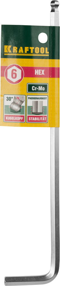 KRAFTOOL HEX-Ball 6 мм, шестигранный ключ с шаром, Cr-Mo (27437-6)