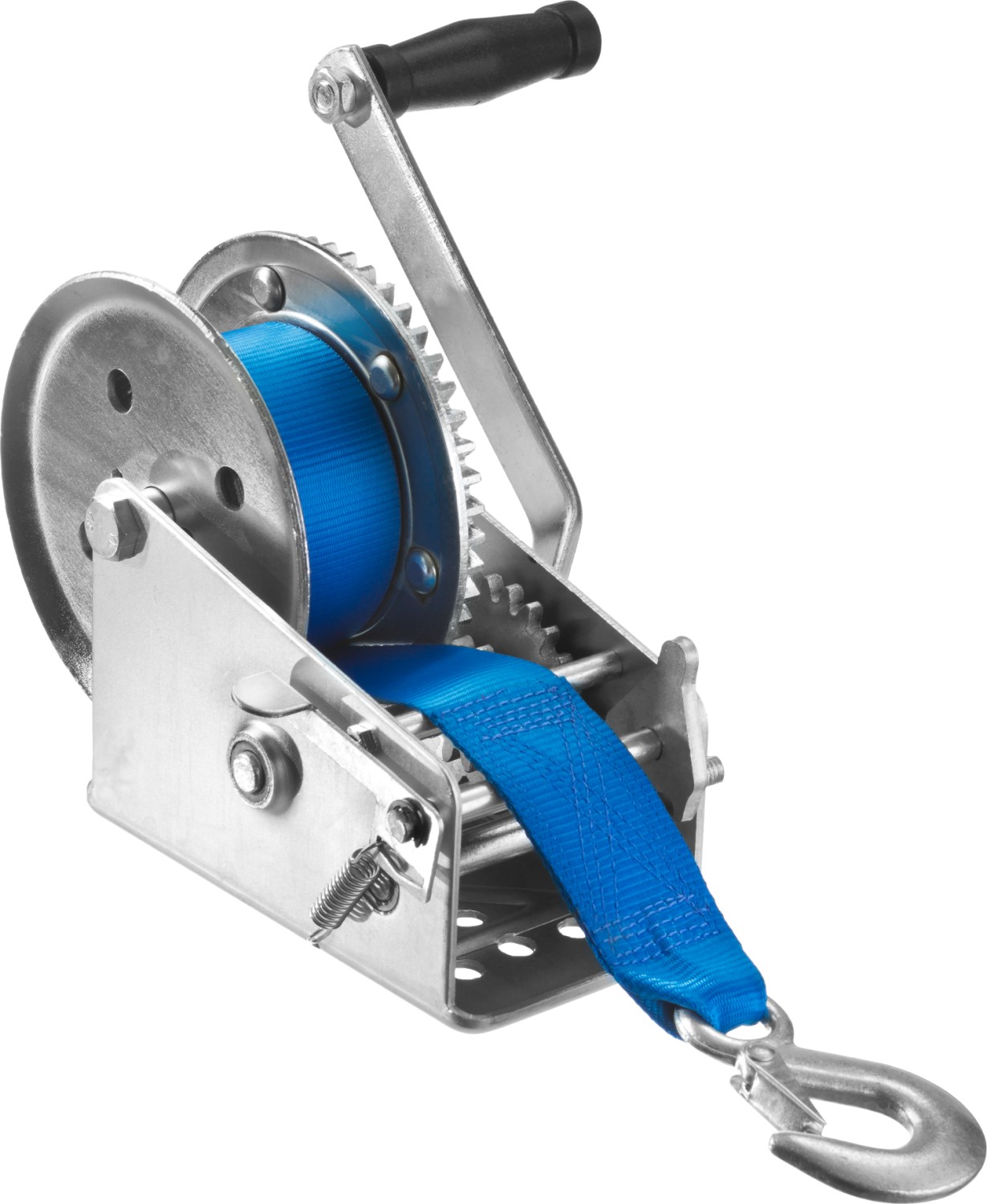 ЗУБР 1.1 т, 10 м, ручная барабанная тяговая ленточная лебедка, Профессионал (43115-1.1)