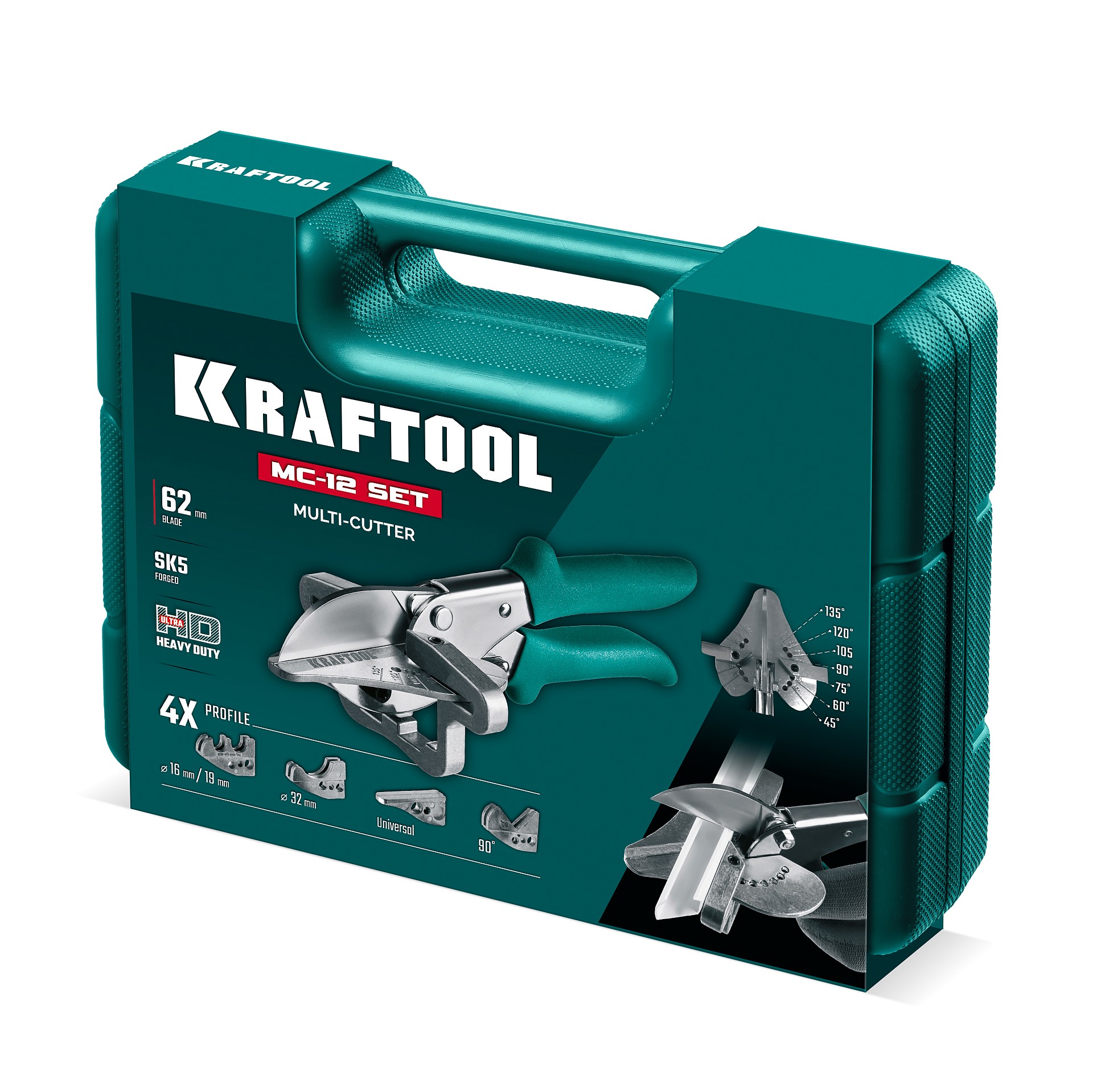 KRAFTOOL MC-12, для различных профилей из пластика и резины, с набором сменных губок, угловые ножницы (23372-12)