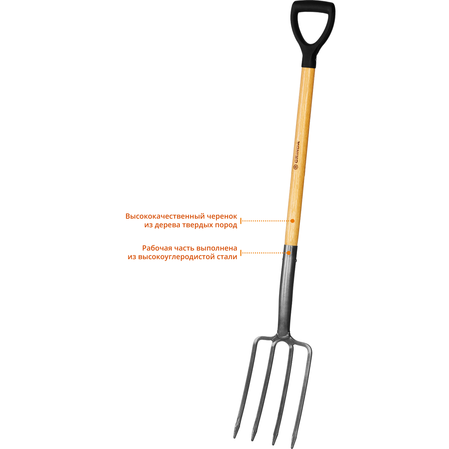 GRINDA 280 x 180 x 1200 мм, антикор. покрытие, деревянный черенок высш. сорт, с пластиковой рукояткой, вилы садовые, PROLine (39727)
