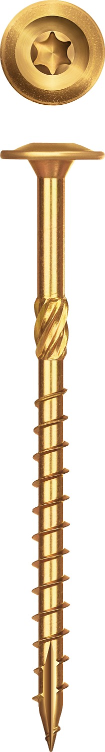 ЗУБР КС-Т, 160 х 6.0 мм, TX30, тарельчатая головка желтый цинк, 100 шт (1,87 кг.), конструкционный саморез, Профессионал (30051-60-160)