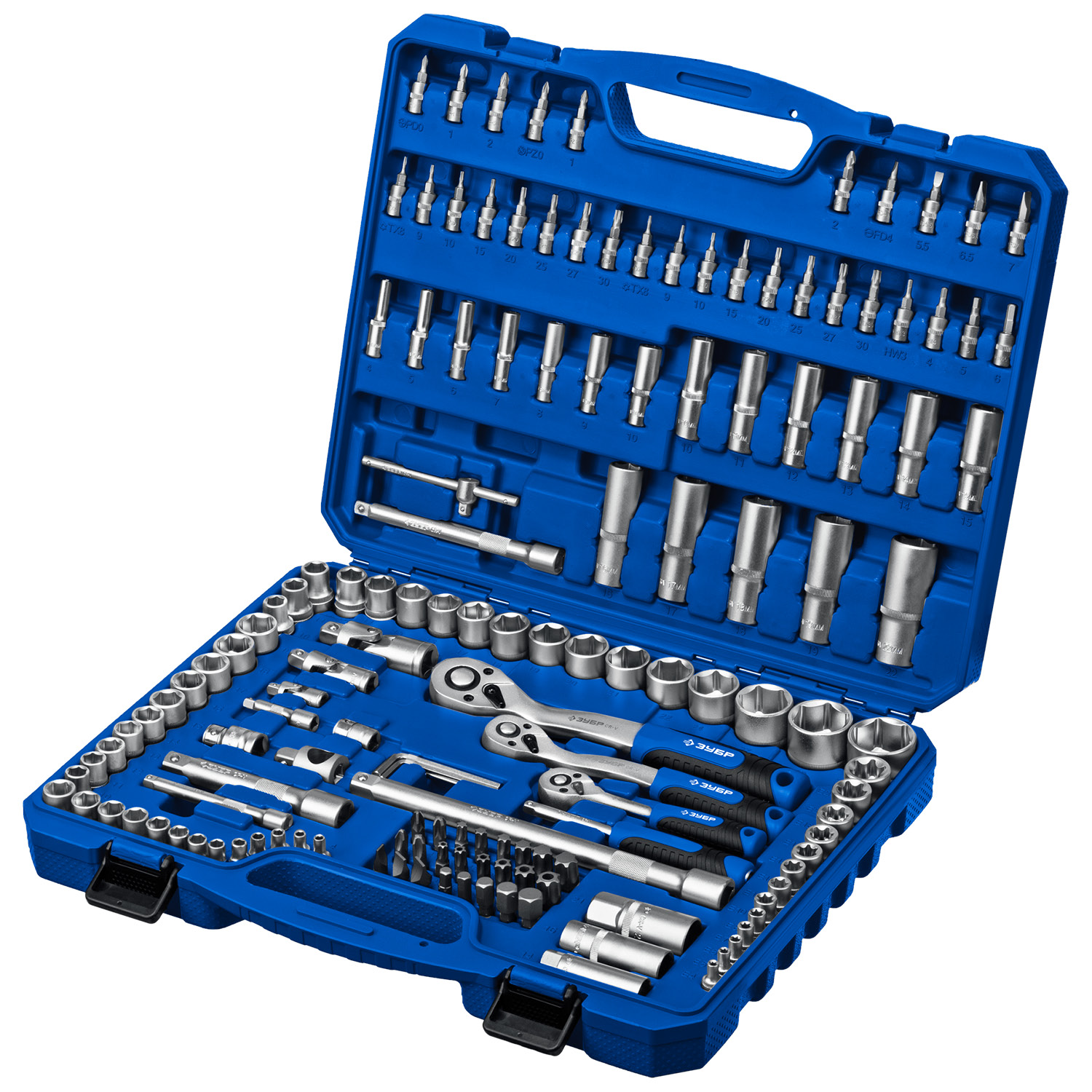 ЗУБР А-151, 151 предм., (1/2″+ 3/8″+ 1/4″), универсальный набор инструмента, Профессионал (27637-H150)