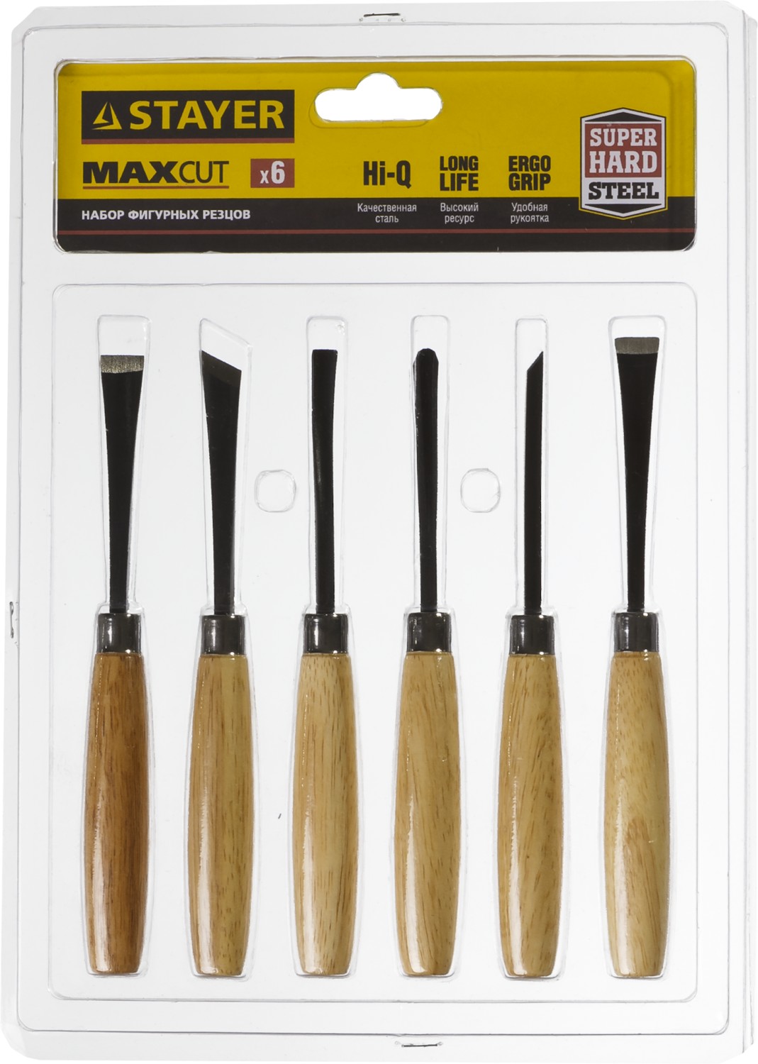 STAYER MaxCut 6 предм, набор фигурных стамесок-резцов по дереву (1832-H6)