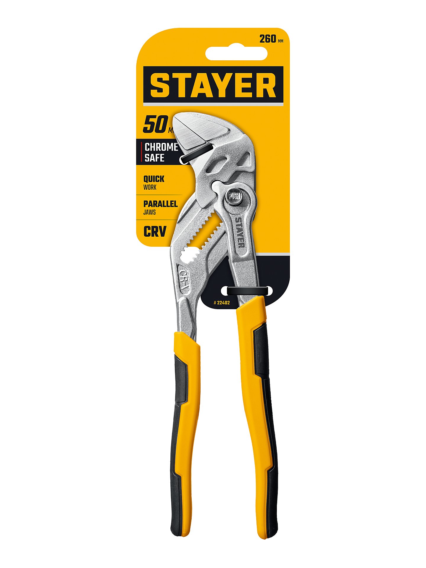 STAYER PlierWrench 260 мм, захват 50 мм, переставные клещи-гаечный ключ (22402)