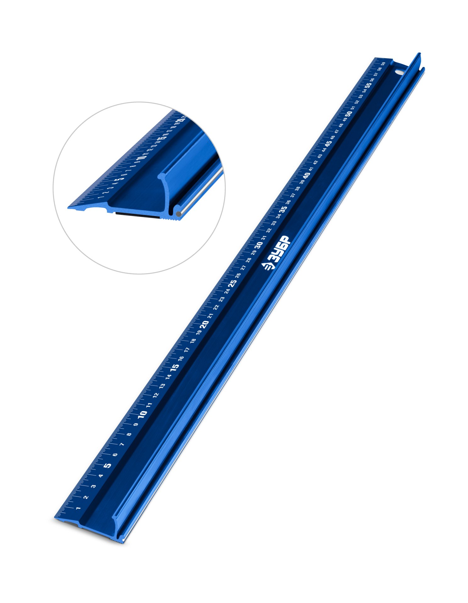 ЗУБР 0,6 м, Усиленная алюминиевая линейка со стальной направляющей, Профессионал (34382-60)