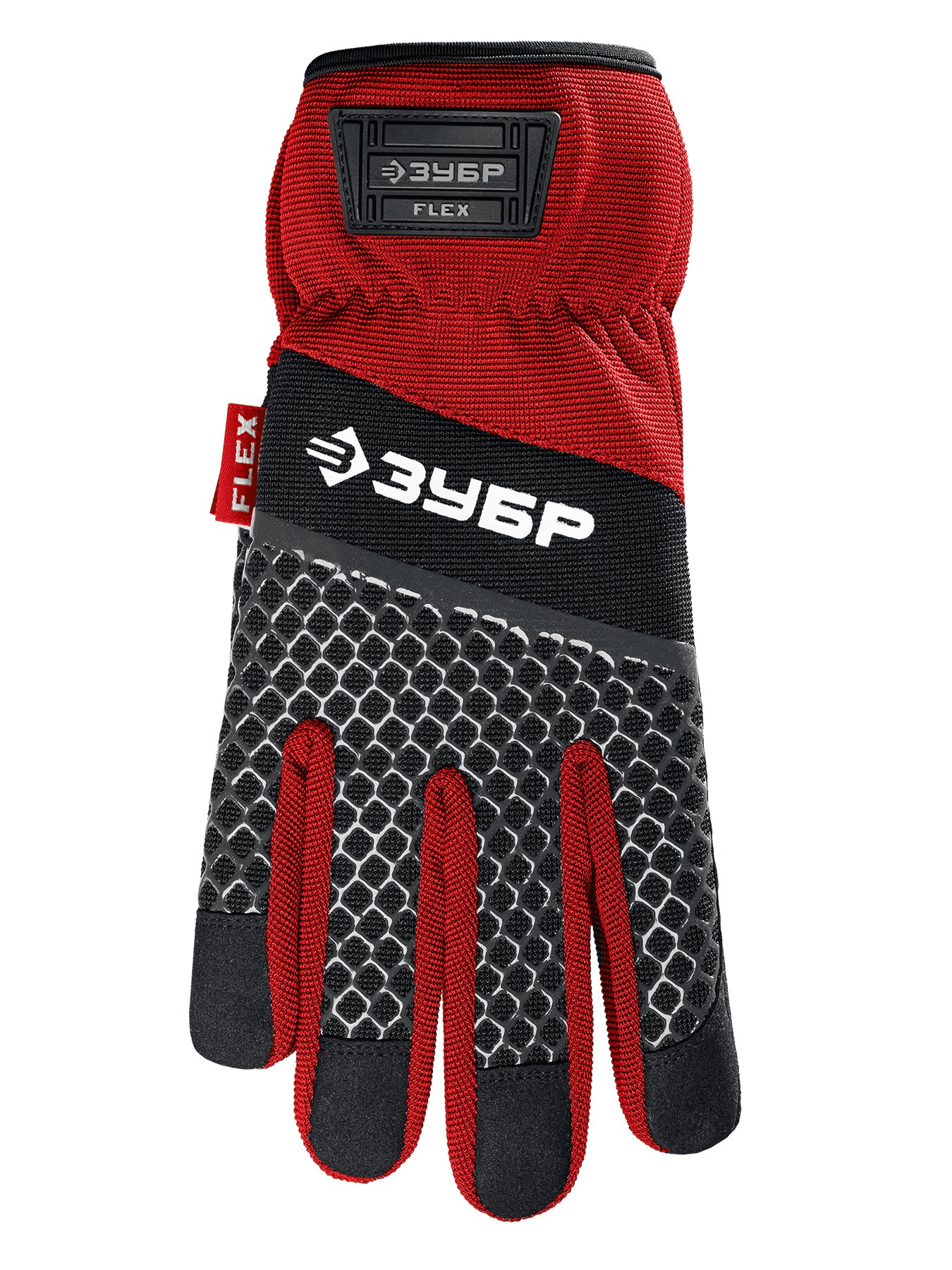 ЗУБР FLEX р.L (9), красные, профессиональные комбинированные перчатки, работа с сенсорными экранами, Профессионал (11479-L)