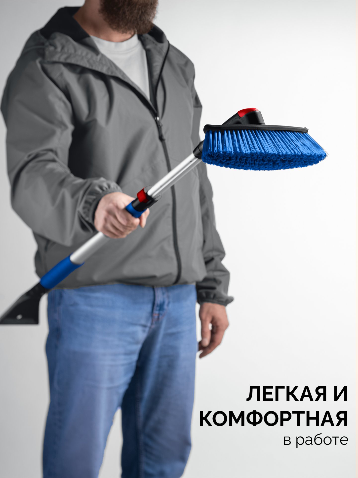 ЗУБР телескопическая щётка с поворотной головой от снега автомобильная, 860-1210 мм, Профессионал (61062)