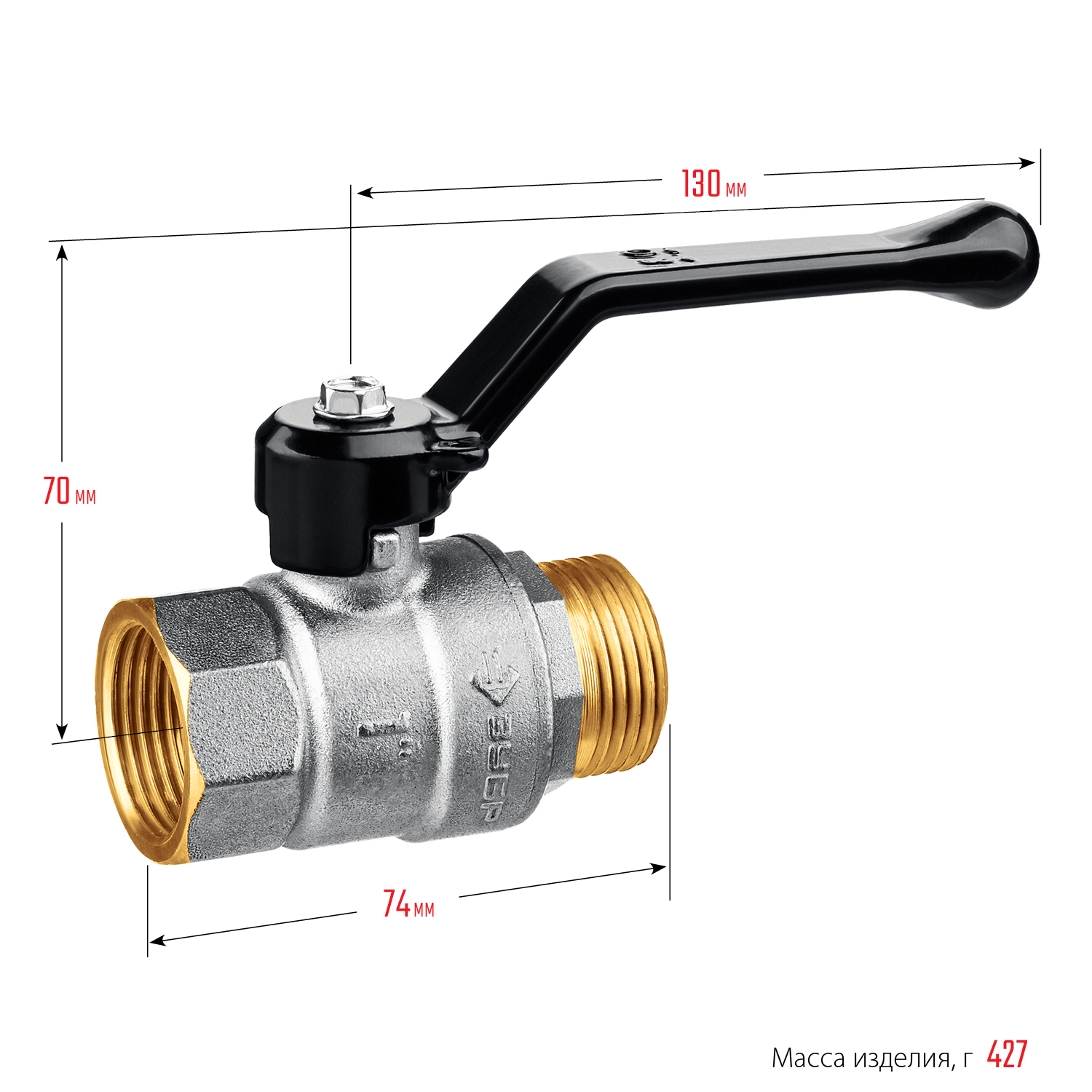 ЗУБР d 1″, ручка-рычаг, шаровой кран (51324-1)