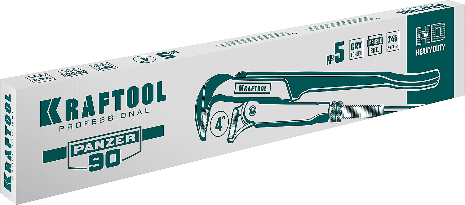 KRAFTOOL PANZER-90, №5, 4″, 745 мм, трубный ключ с прямыми губками (2734-40)