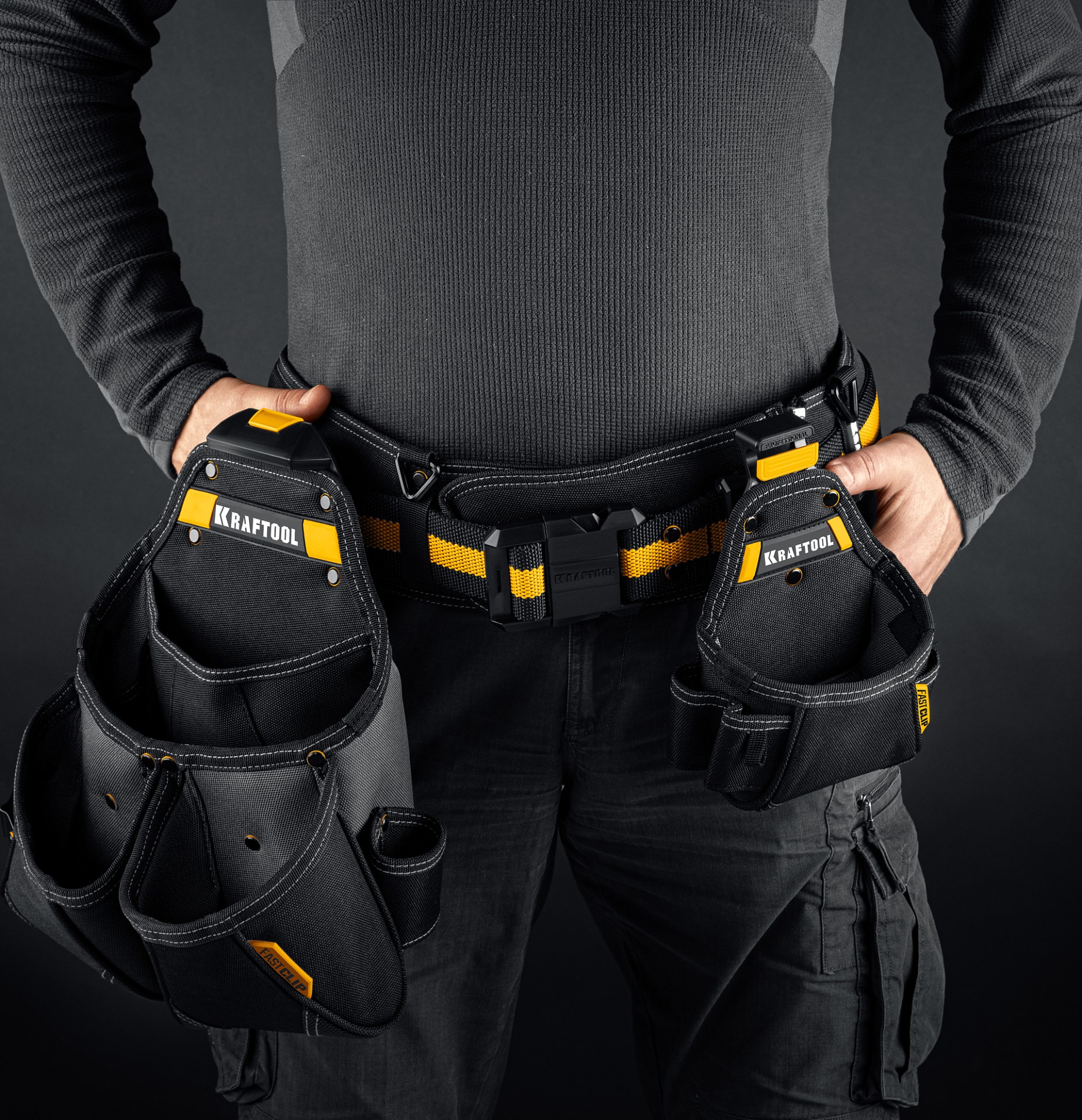 KRAFTOOL KBS-4 пояс монтажника, в комплекте: пояс монтажника и 3 сумки (38760-4)