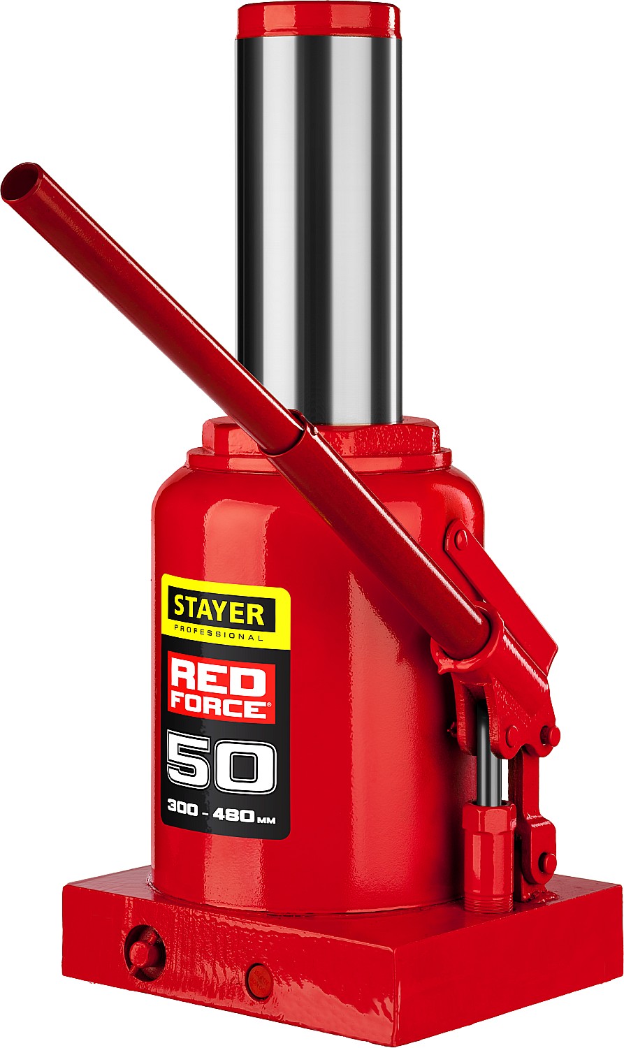 STAYER RED FORCE, 50 т, 300 - 480 мм, бутылочный гидравлический домкрат, Professional (43160-50)