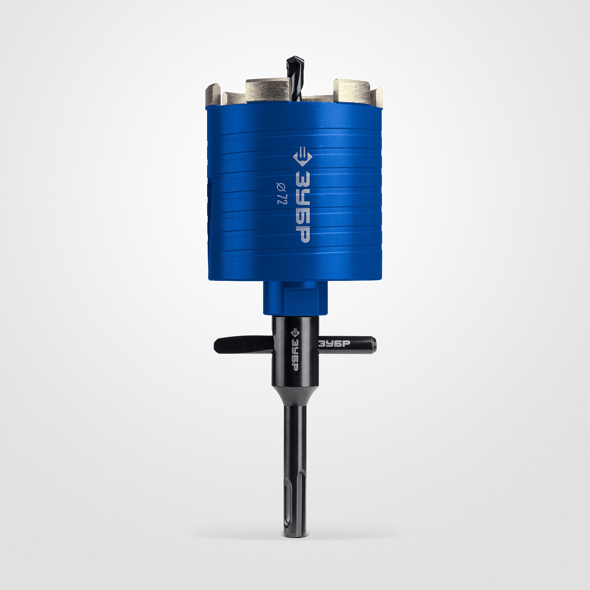 ЗУБР Железобетон 72мм (сухое сверление с микроударом, рабочая глубина 75мм, лазерная сварка) алмазная сегментная коронка для подрозетников (29875-72)